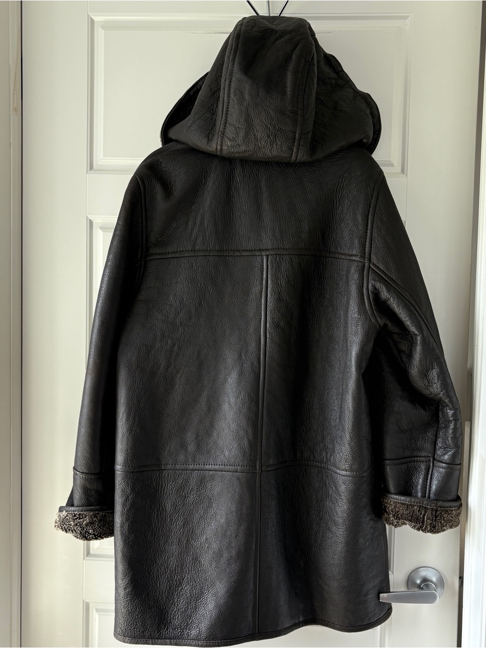 Bod Christensen Shearling Fur Lined Leather Coat Brown Size M - Picture 8 of 13